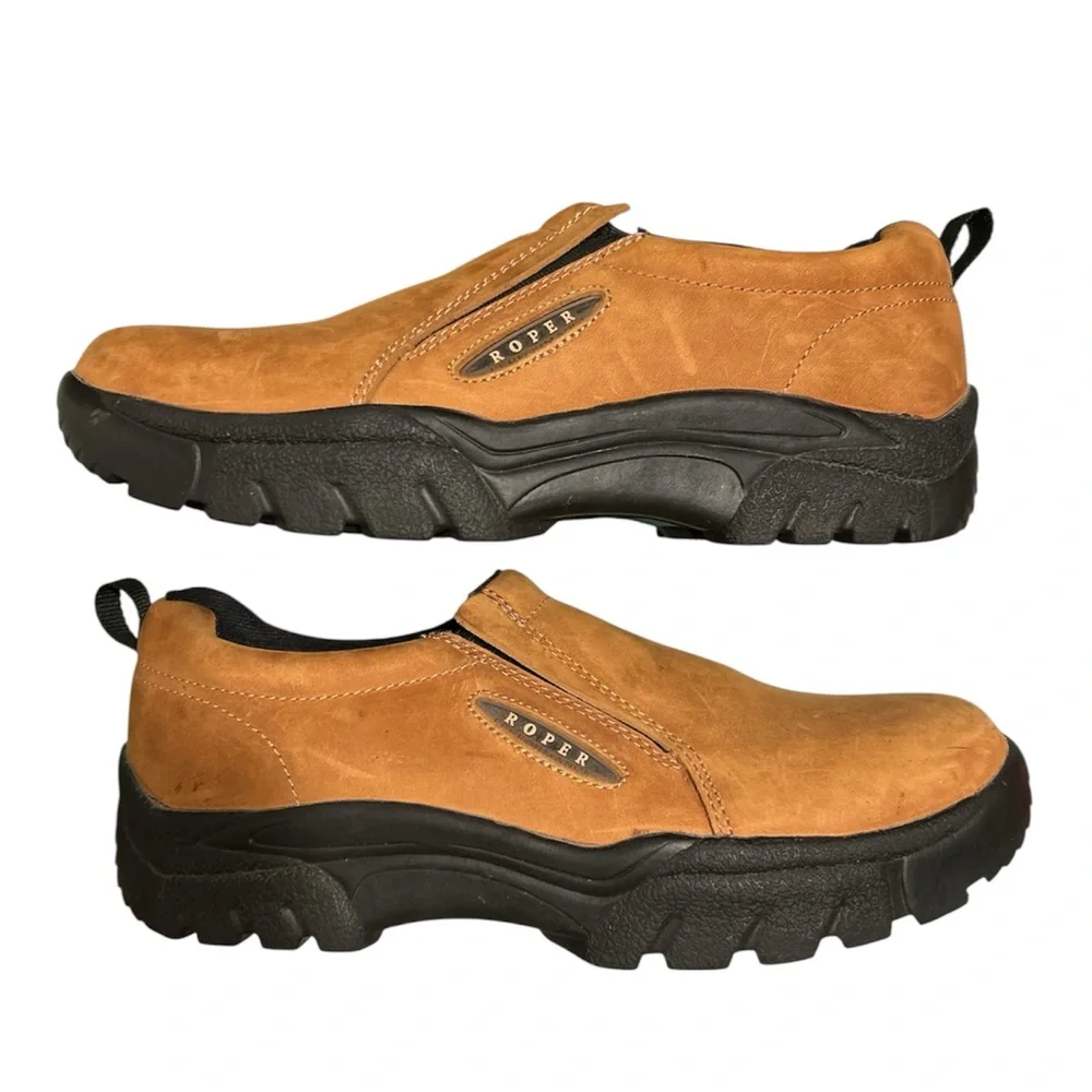 Roper Performance Men’s Leather Slip On Brown Casual Shoes Size 12